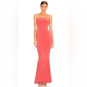 New Norma Kamali Elegant papaya Strapless Evening Gown